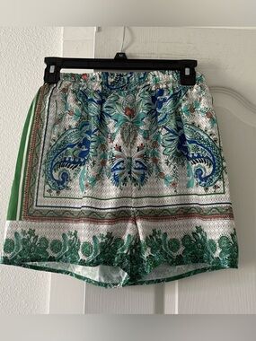Aveloria Boho Paisley Print Pull-On Shorts Elastic Waist Resort Vacation M